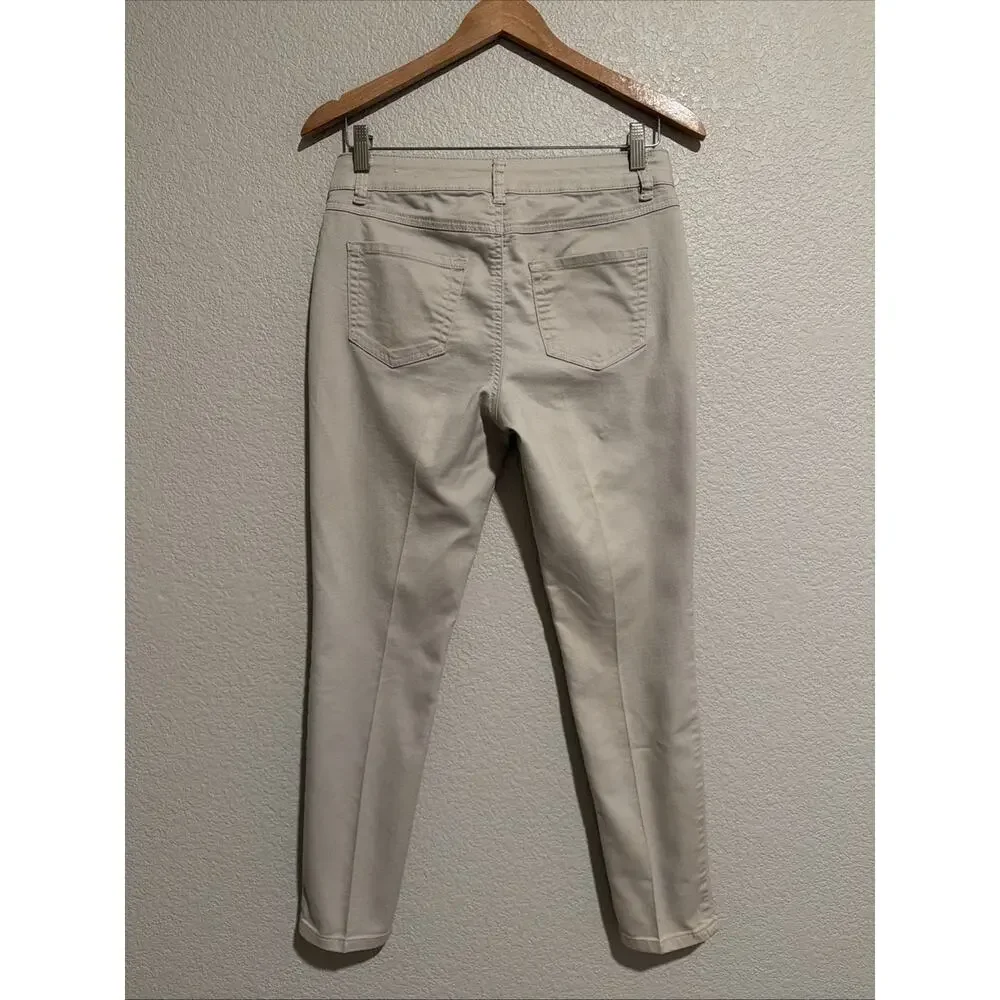 D.Jeans Mid Rise Skinny Ankle Pants Coastal Cottage Minimalist Beige Stretch 4